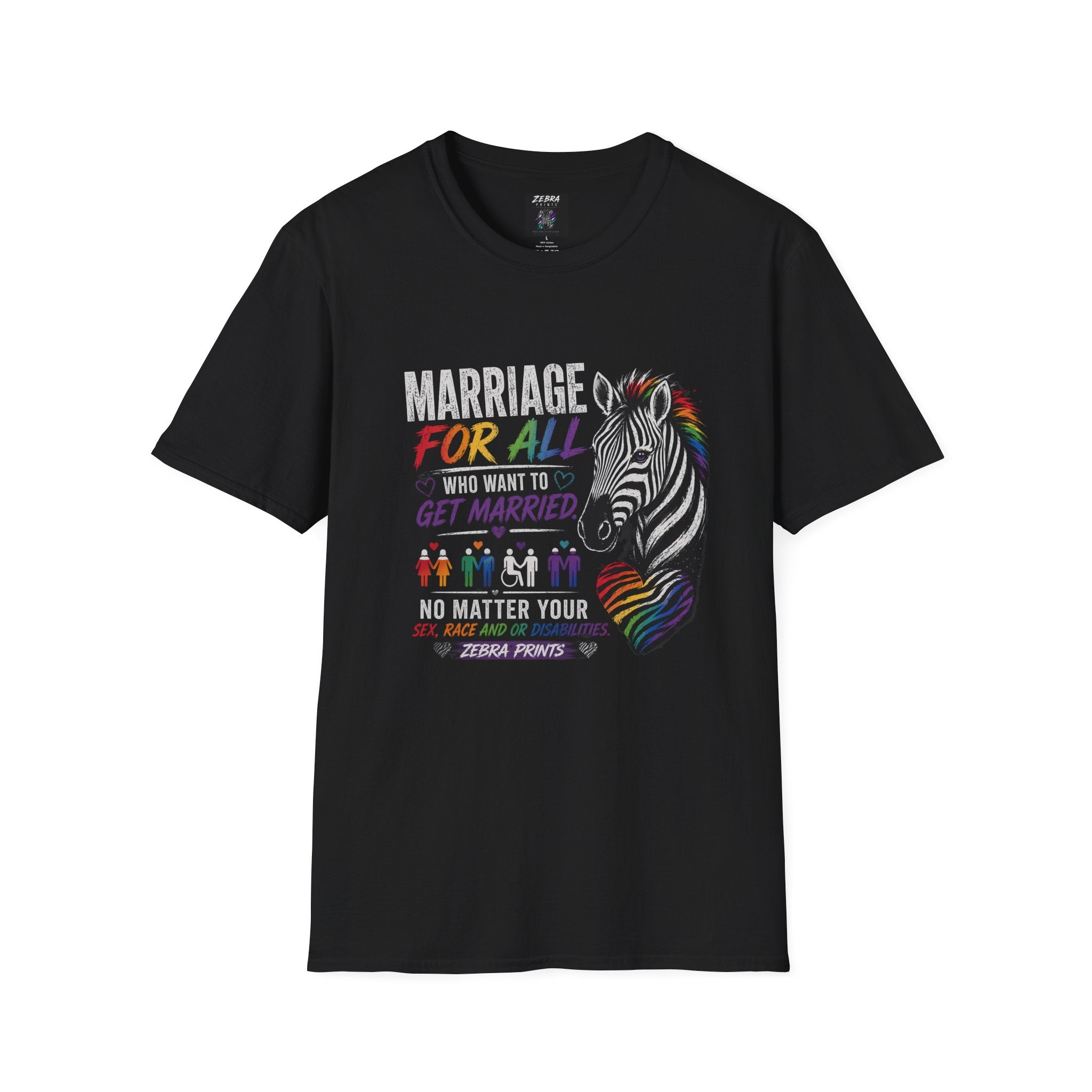 Marriage For All Zebra T-Shirt — LGBTQ+ Pride Equal Marriage Tee