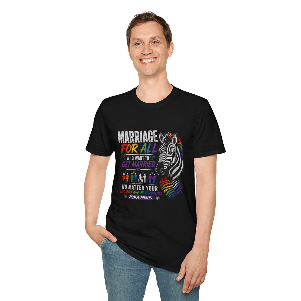 Marriage For All Zebra T-Shirt — LGBTQ+ Pride Equal Marriage Tee